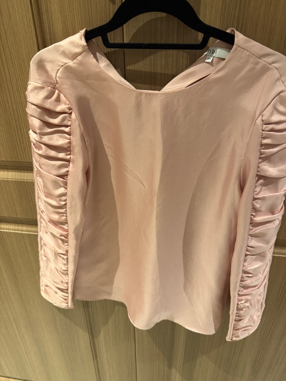Tibi Pale Pink Ruffled-Sleeve Blouse